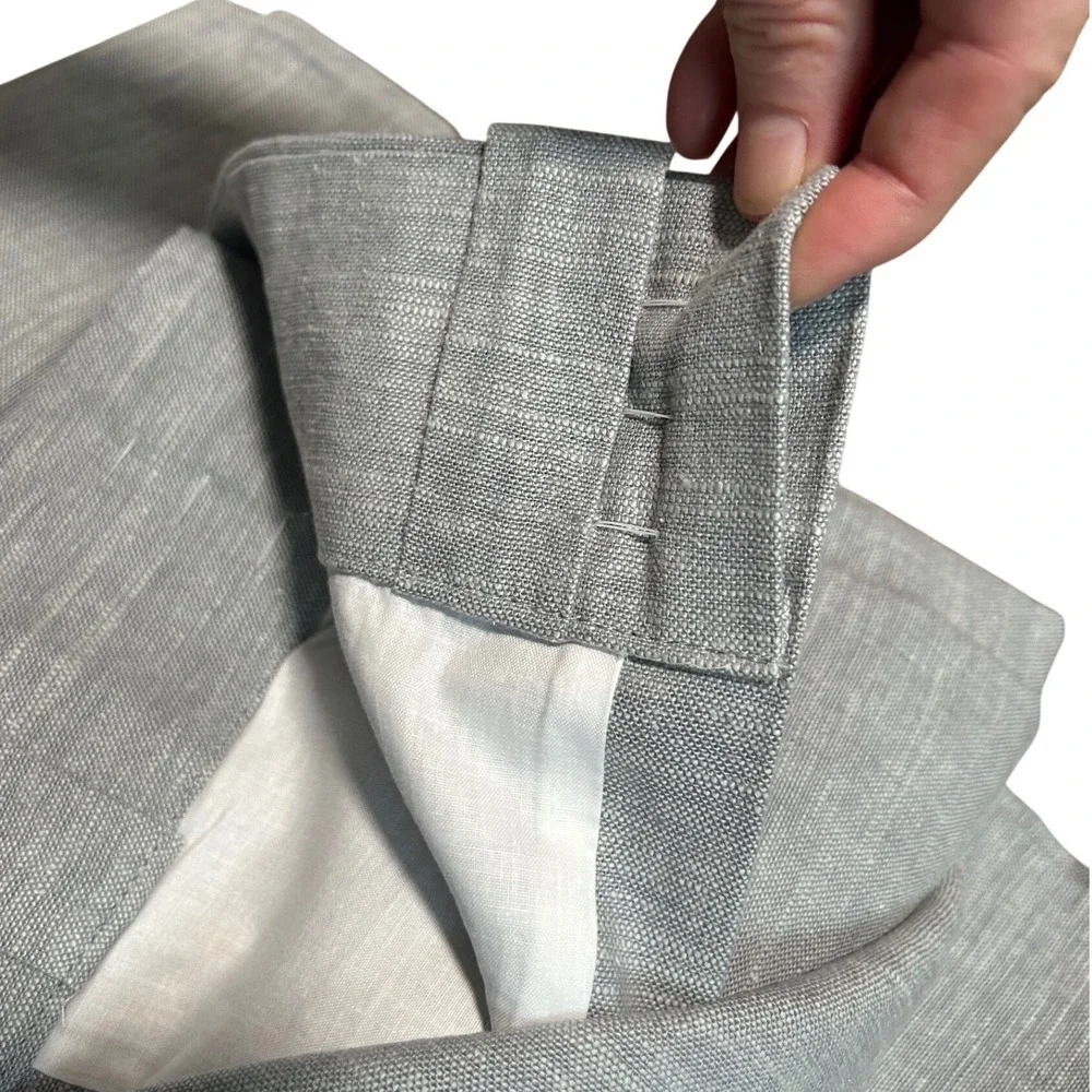 Pottery Barn Grey Linen Cotton Blend Lined Curtain Panel 50x108 Back Tab Rod